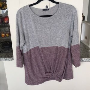 Fainted pink / gray oversized quarter-sleeve